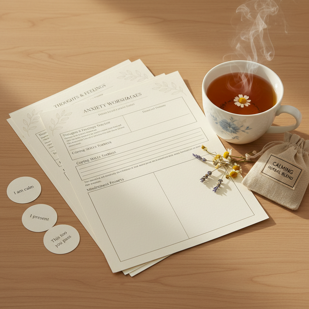 A clear, organized checklist on paper beside a glass of water and a calming plant