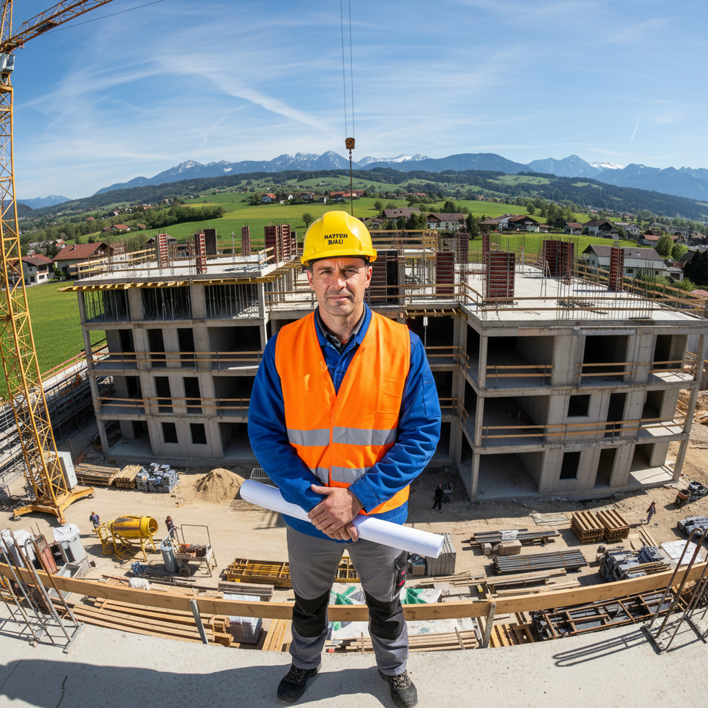 Construction worker wearing yellow hard hat and high visibility safety vest on site