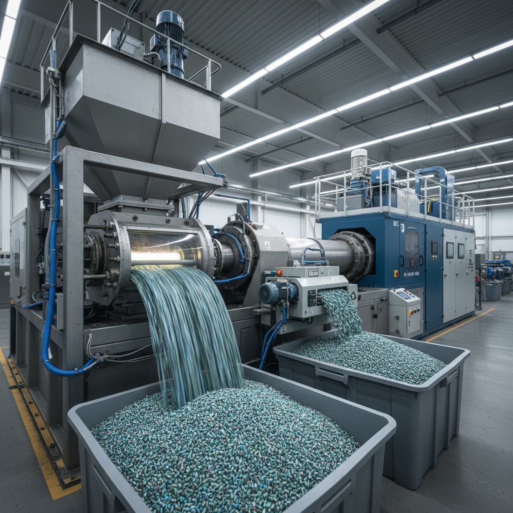 Polypropylene pellets in industrial setting with technical machinery