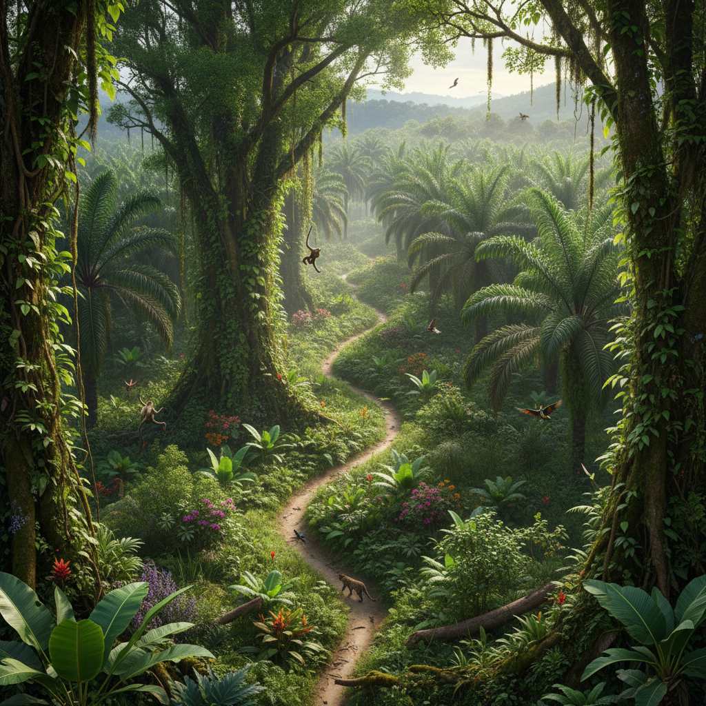 Jungle singletrack in Costa Rica with lush tropical vegetation and muddy volcanic terrain