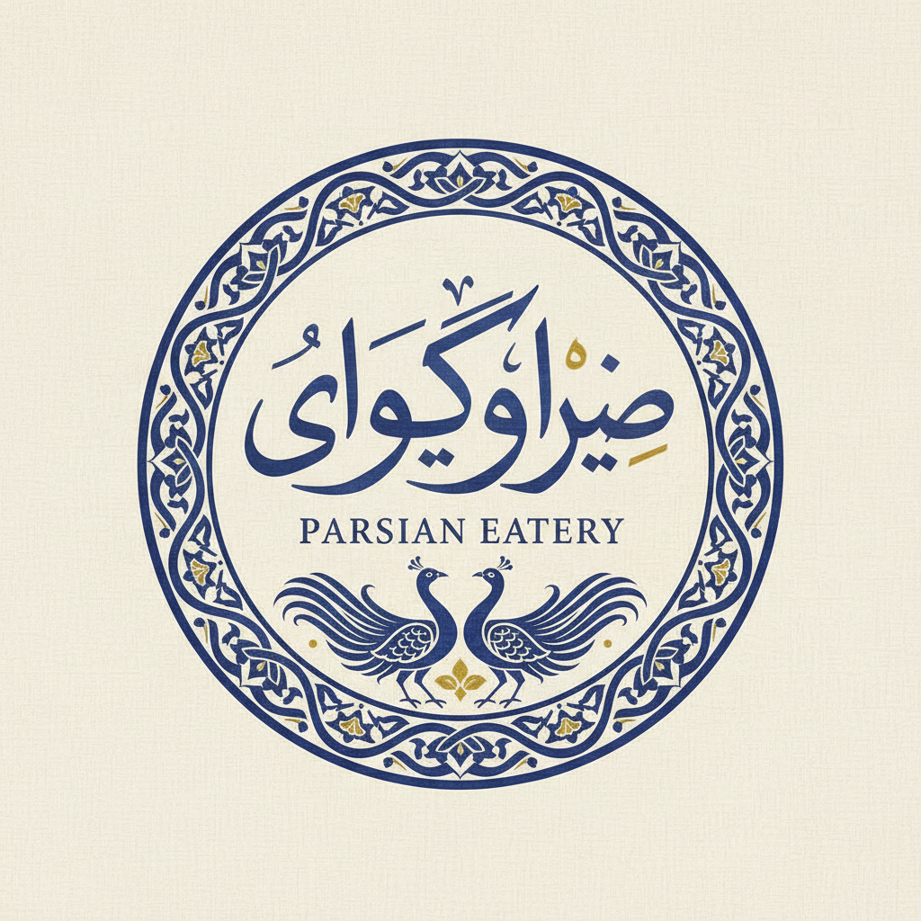 Framed calligraphy artwork with flowing Persian script in black ink on cream parchment