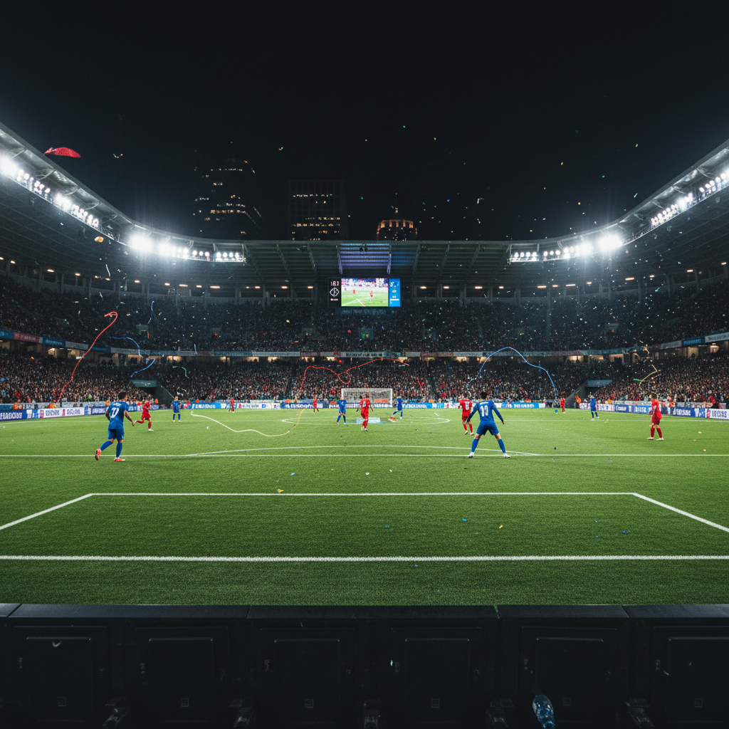 Night sports event with LED flood lights and crowd energy