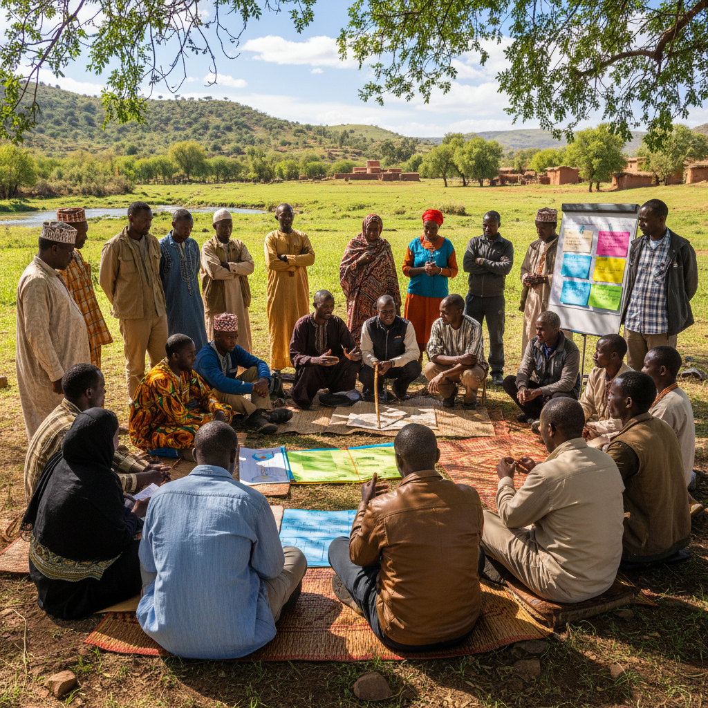 AUVF peace and unity program gathering with community elders and youth in Afi Uda