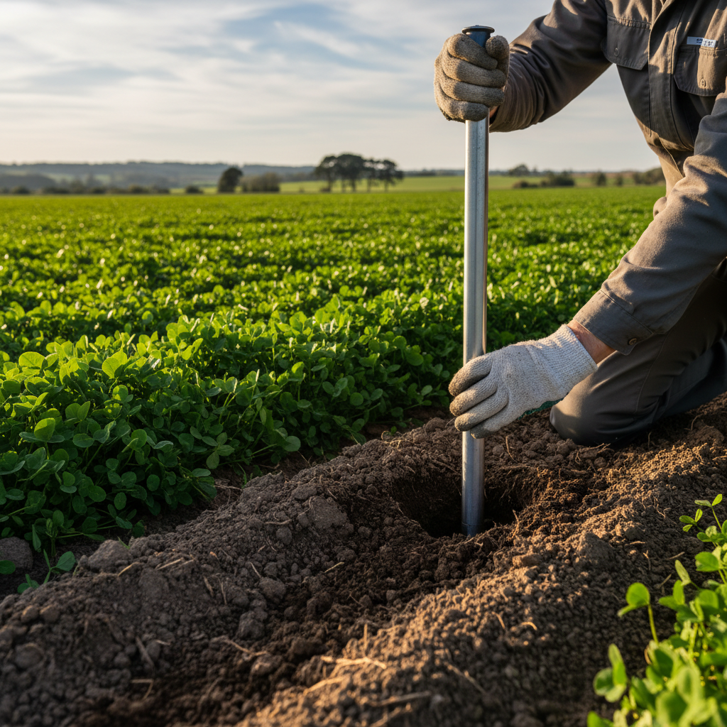 Rich dark soil with healthy crop plants, natural daylight, sustainable agricultural field