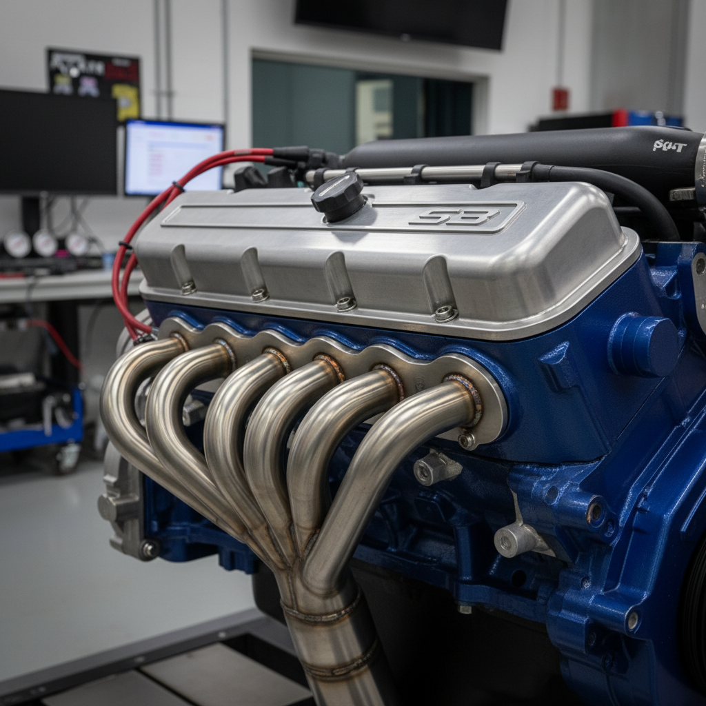 Stock LS3 engine on dyno, exhaust barely pulsing, factory tune