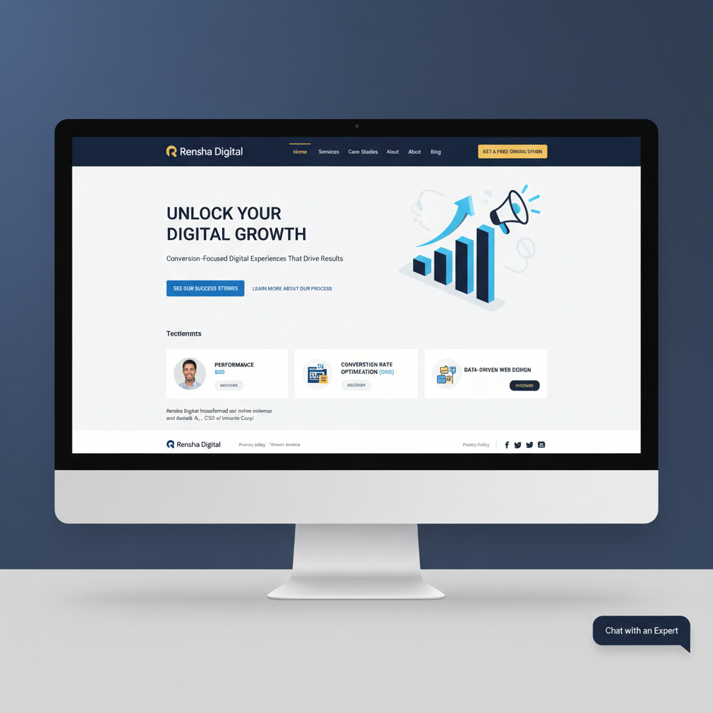 Premium website interface showing a conversion-focused digital experience designed by Rensha Digital