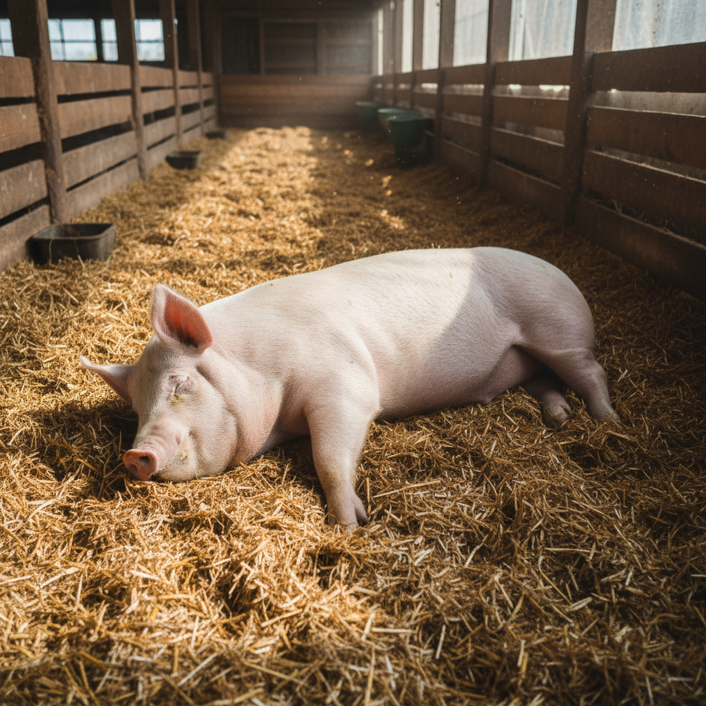 Large White cross weaners in indoor pen