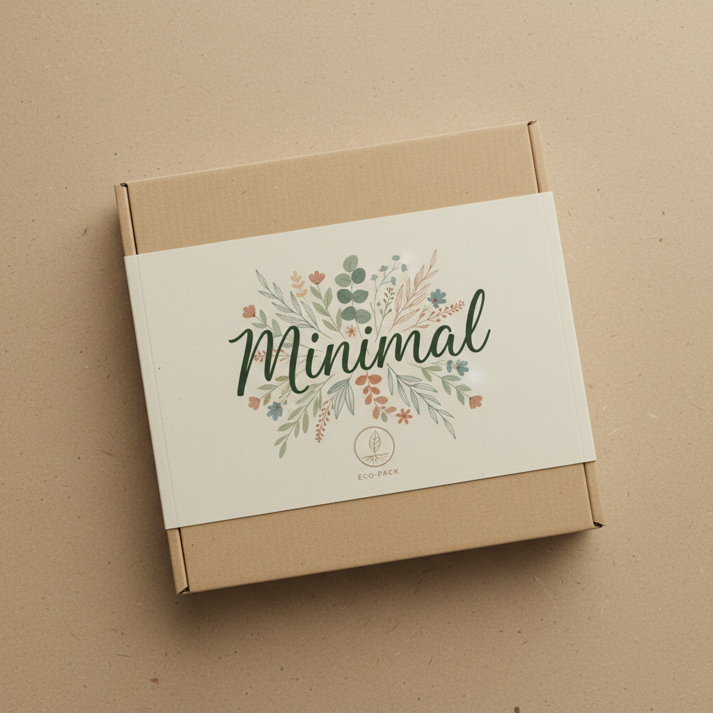 Neatly folded cap wrapped in natural kraft paper with twine, minimal branding, earthy and premium