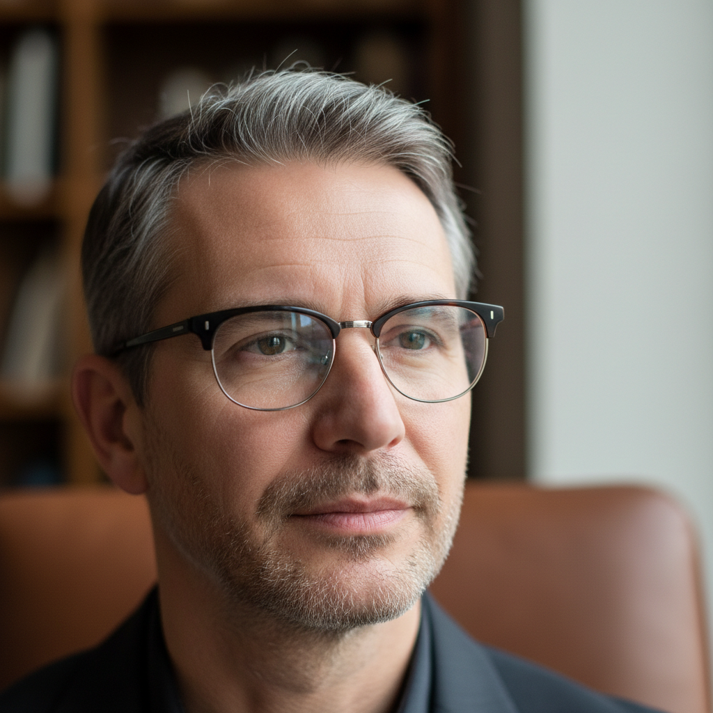 Jonah Reisberg, professional man in his 40s with glasses and a composed expression