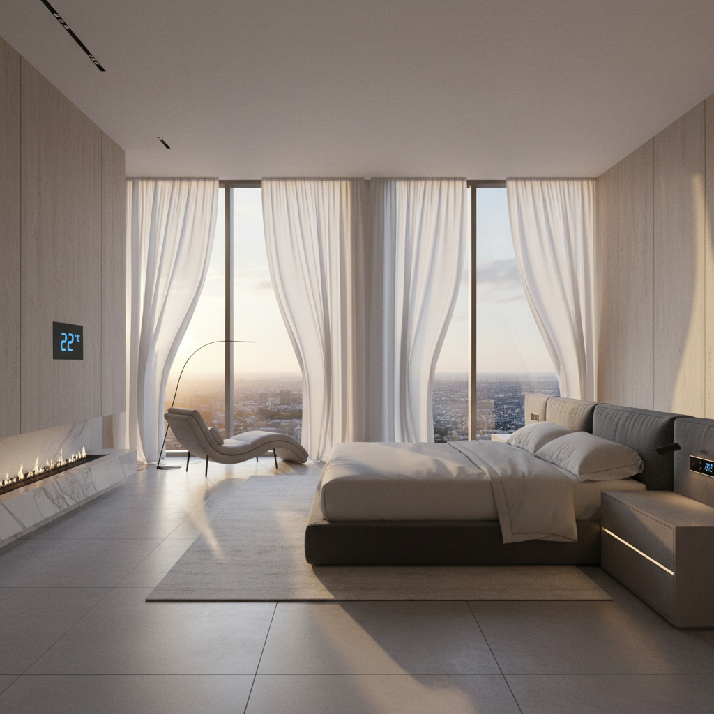 Master bedroom with en-suite bathroom and large windows