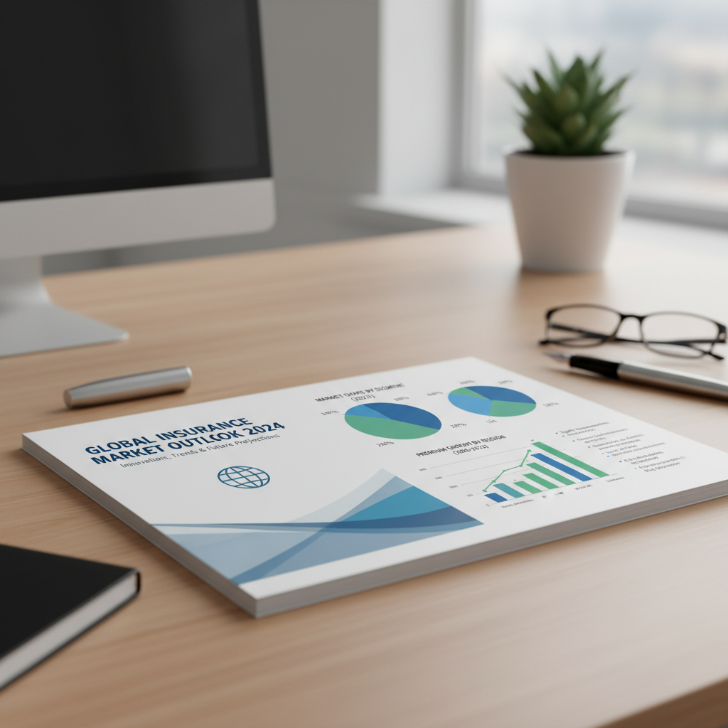 Professional whitepaper document showing insurance market research charts and data