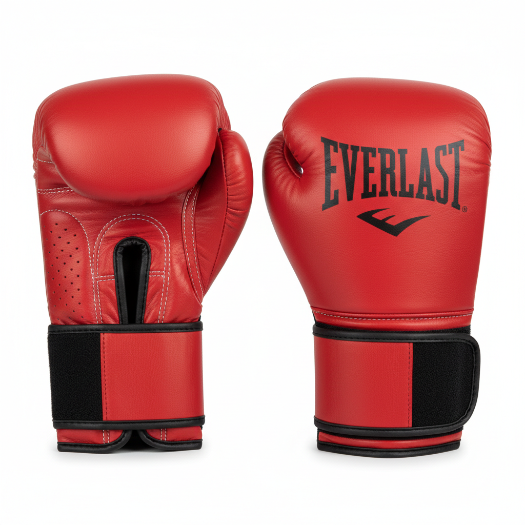 Gants de boxe Everlast rouges sur fond sombre