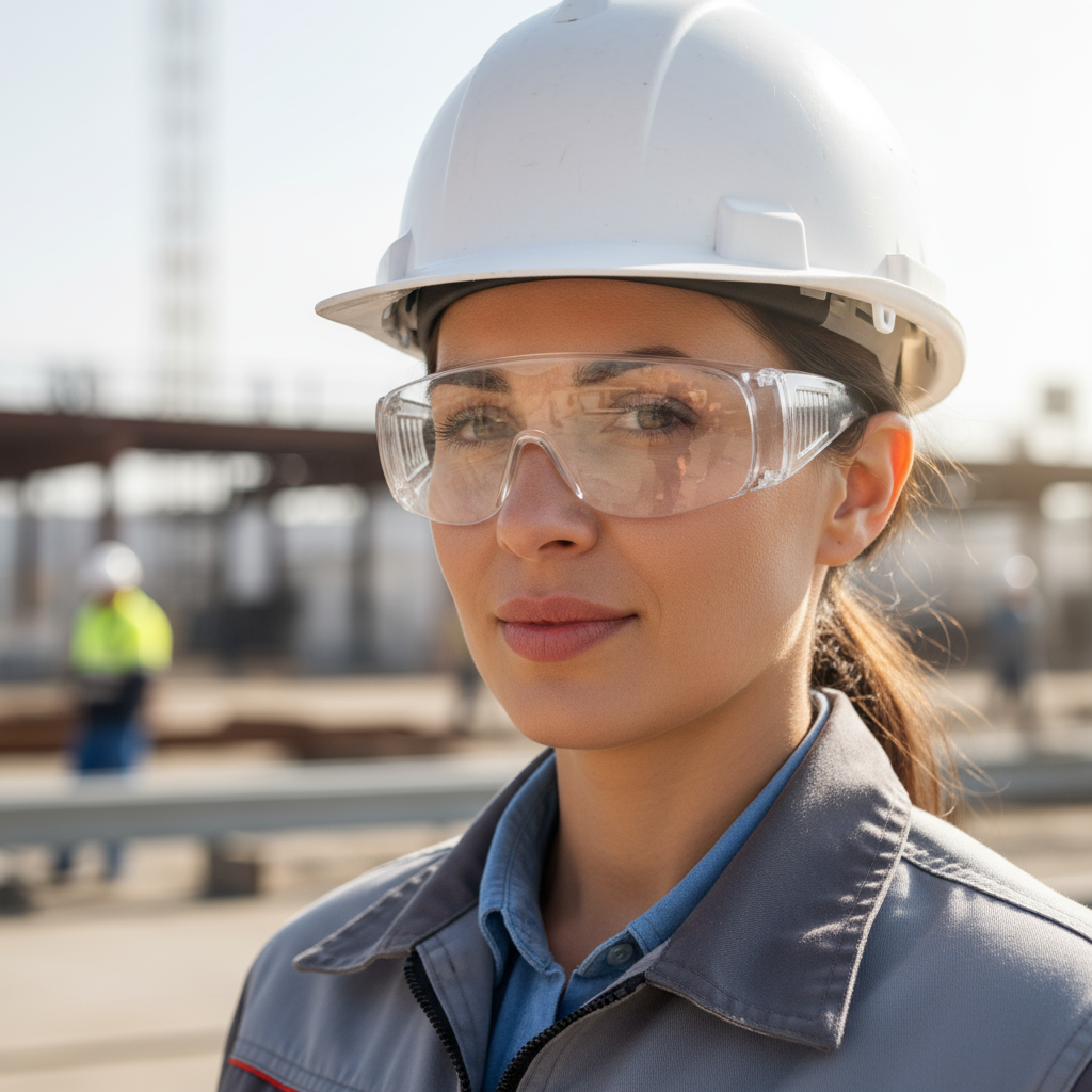 South African female engineer in safety gear, professional mining engineer headshot