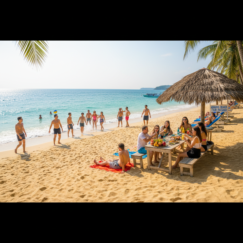 Shiena Tour Packages group outing at Babusanta Beach — happy guests