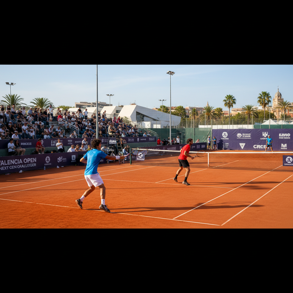 Female tennis player in action on a clay court during a professional tournament match with spectators watching