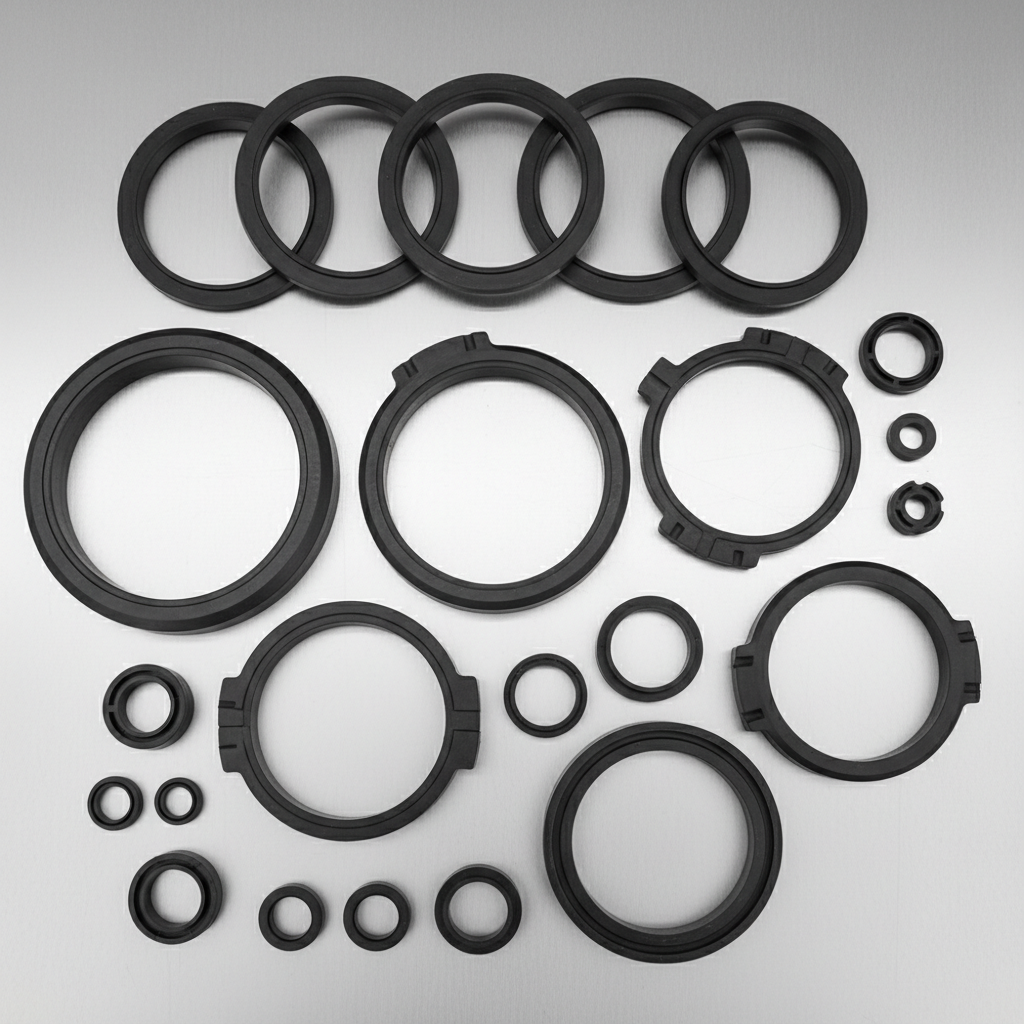 Assorted rubber O-rings and gaskets on a dark surface