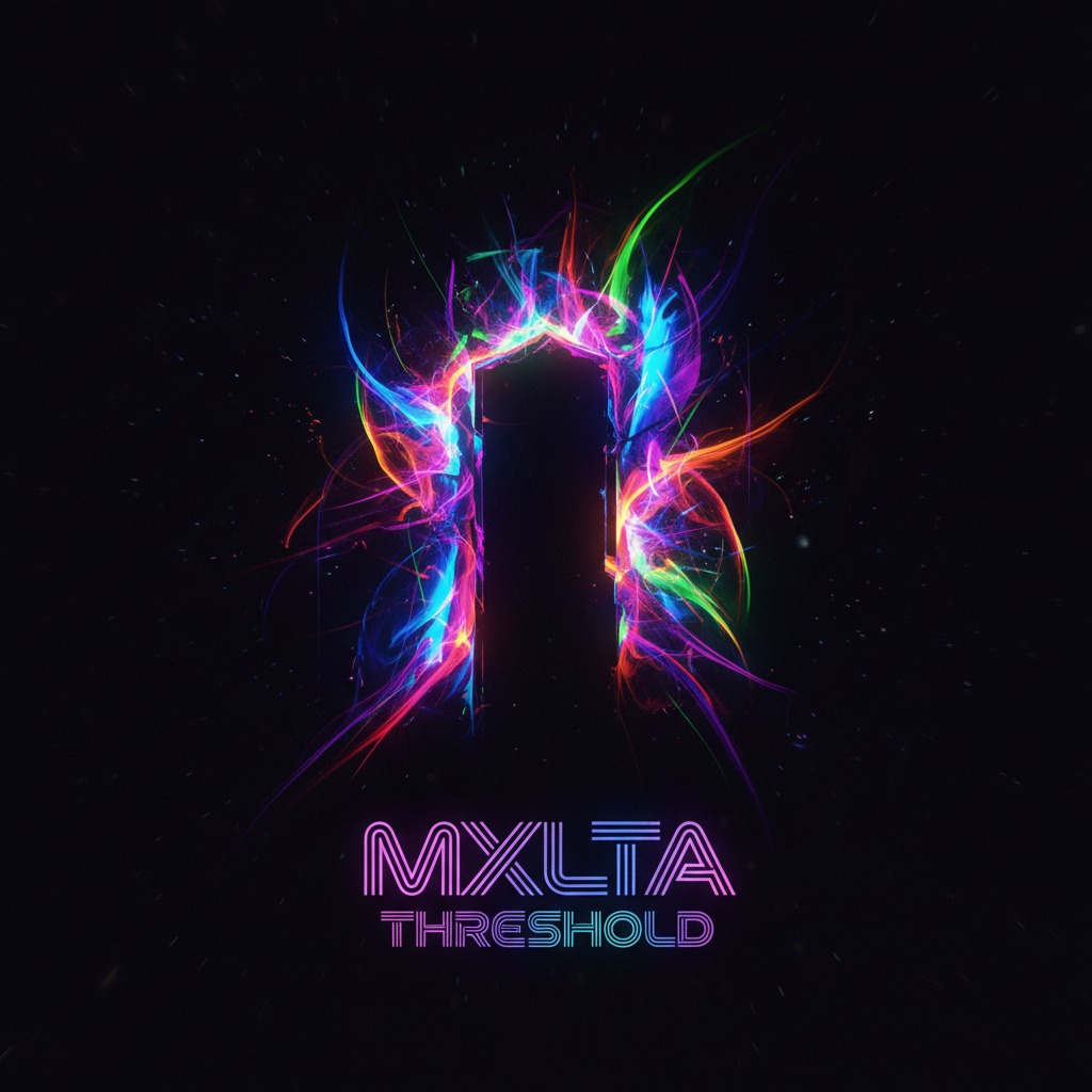 Album art for MXLTA's single Threshold — abstract neon colors on dark background
