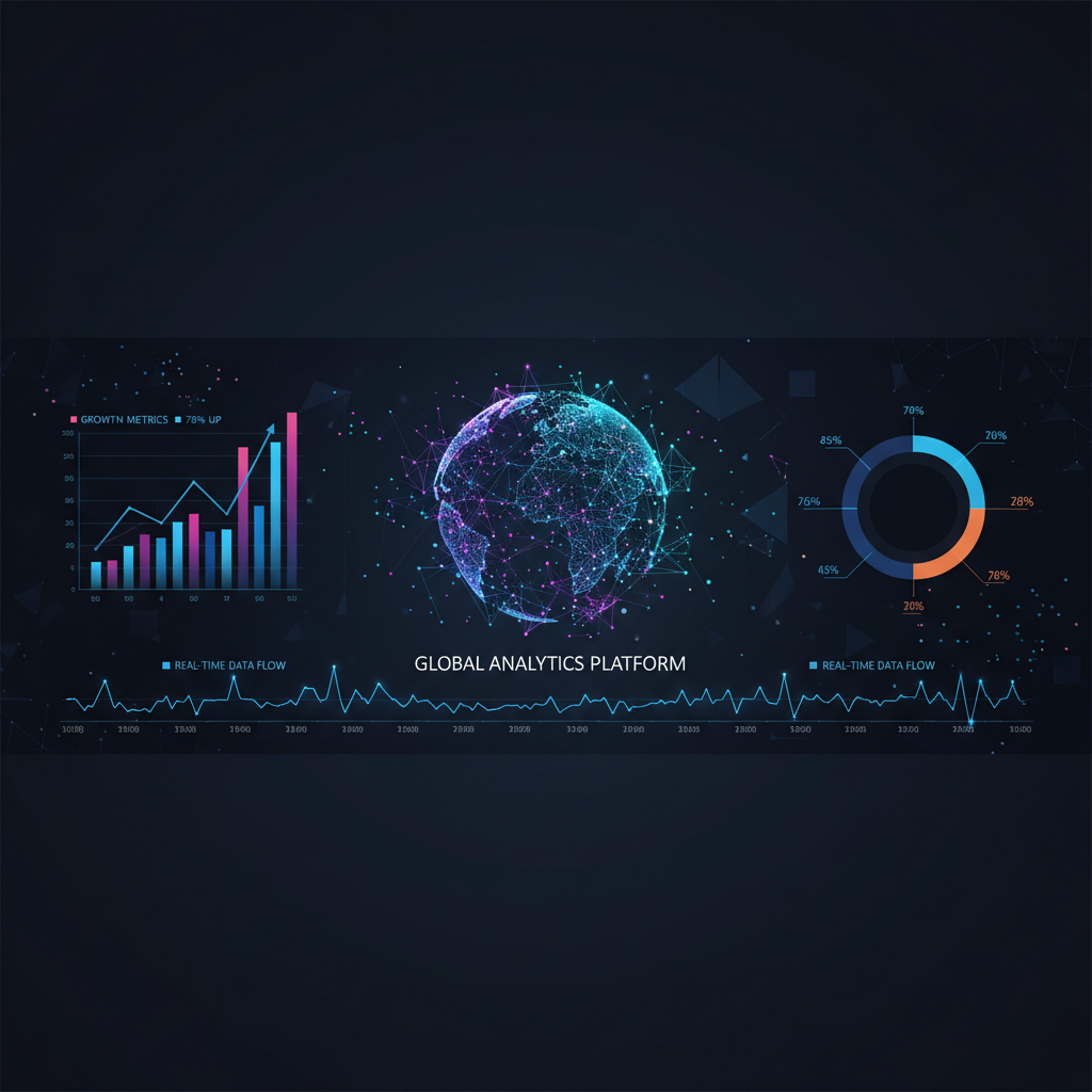 Professional dark banner showing data visualization