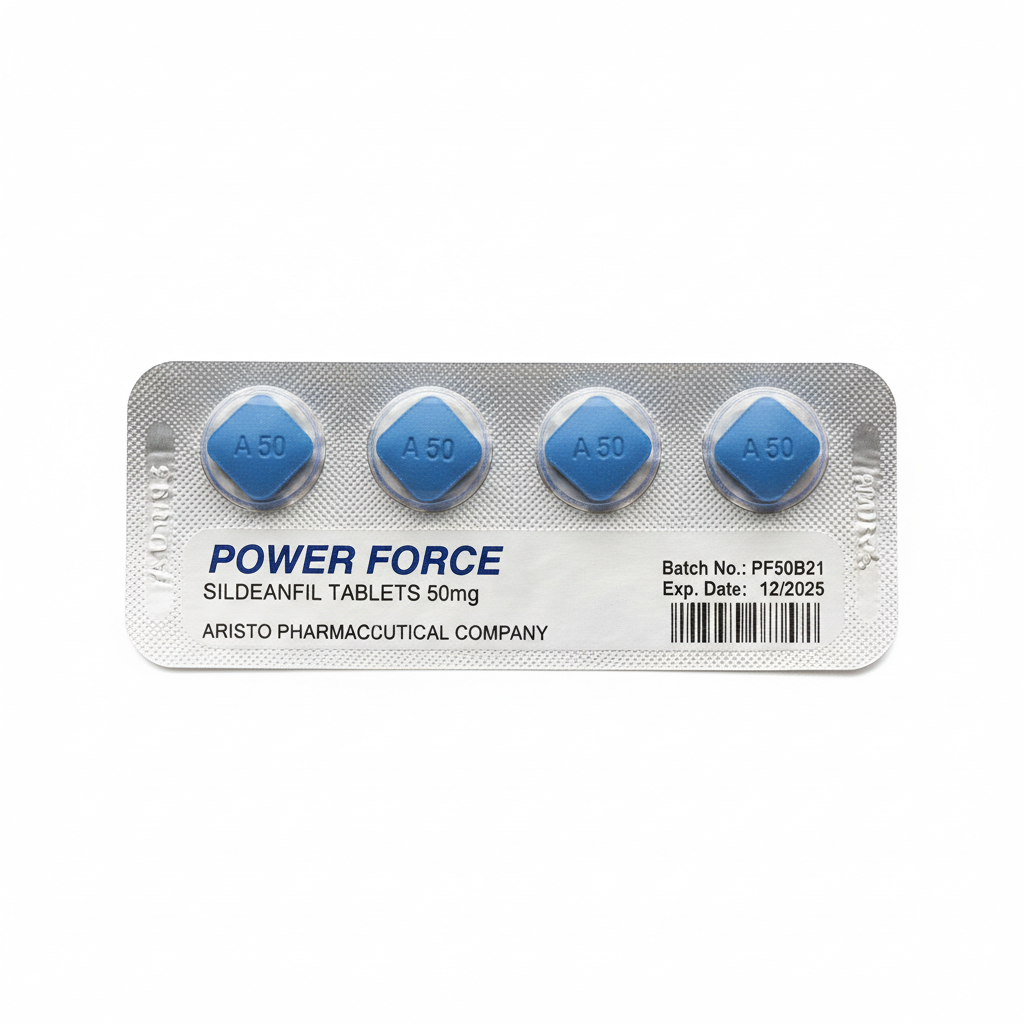 Power Force 50mg sildenafil tablet strip by Aristo