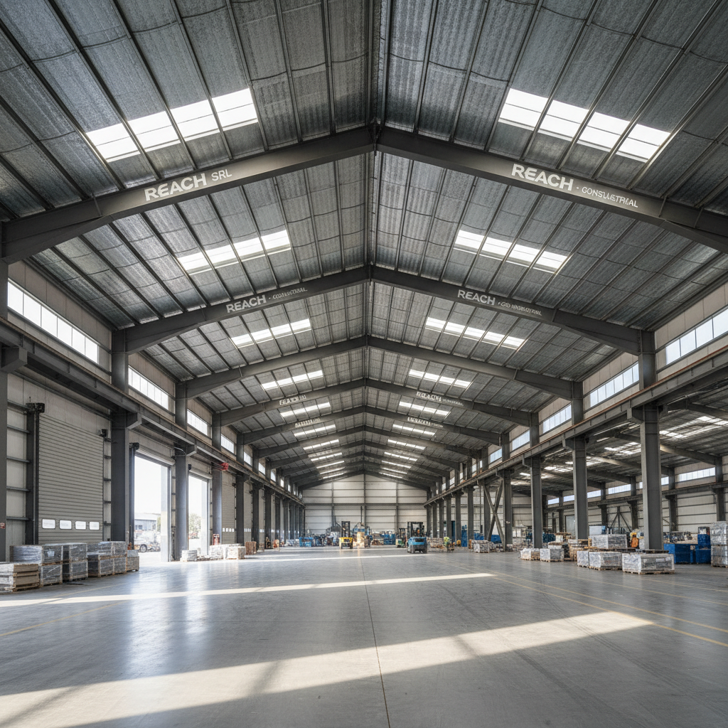 مستودع واسع بأبواب معدنية كبيرة في منطقة صناعية