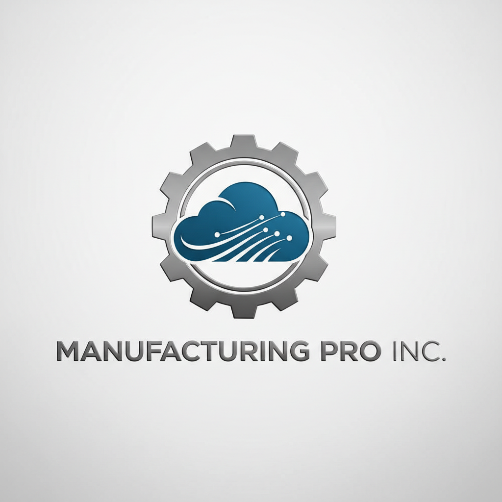 Manufacturing Pro company logo with industrial gear symbol