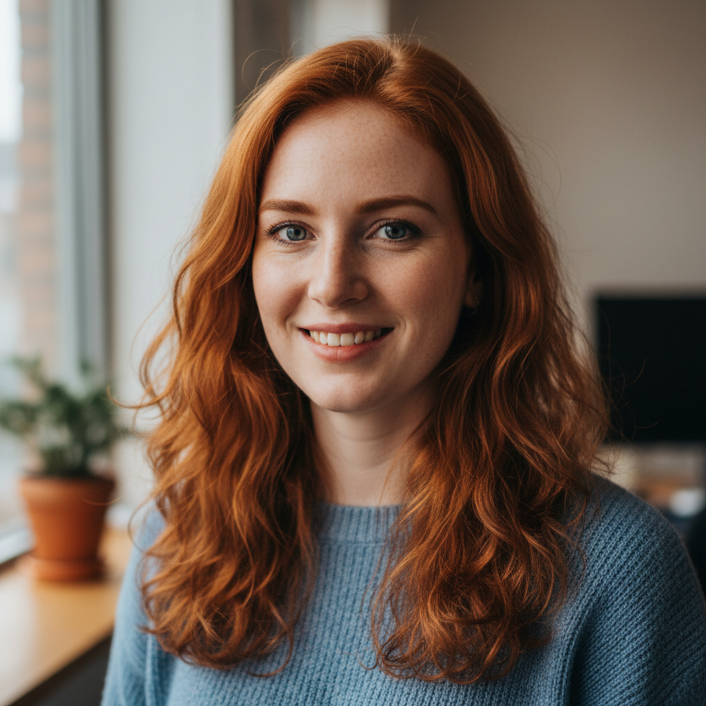 Saoirse Murphy profile photo - Irish woman with red hair and freckles
