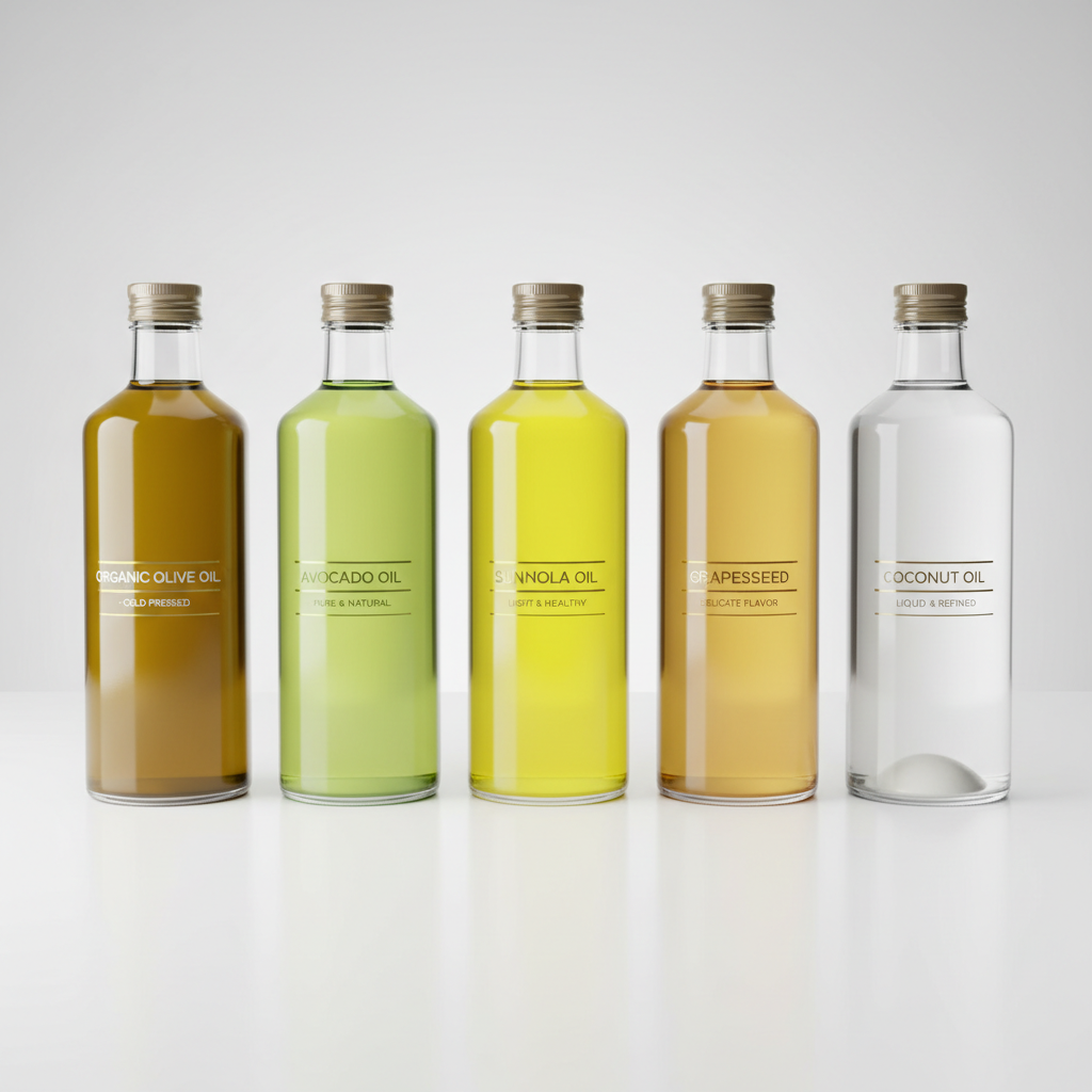 Multiple vegetable oil varieties displayed showing different oil types and quality grades for wholesale