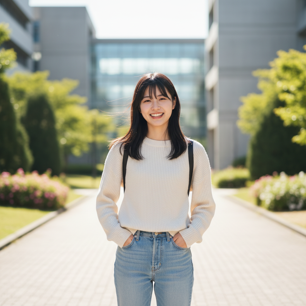 Young woman with bright eyes and casual style as anime community member