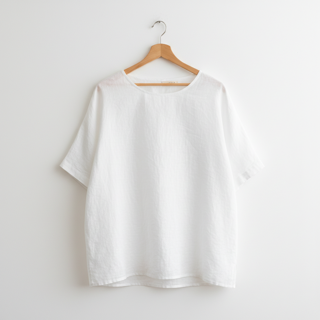 Close-up of elegant silk blouse on mannequin, bright white studio, clean minimalist background