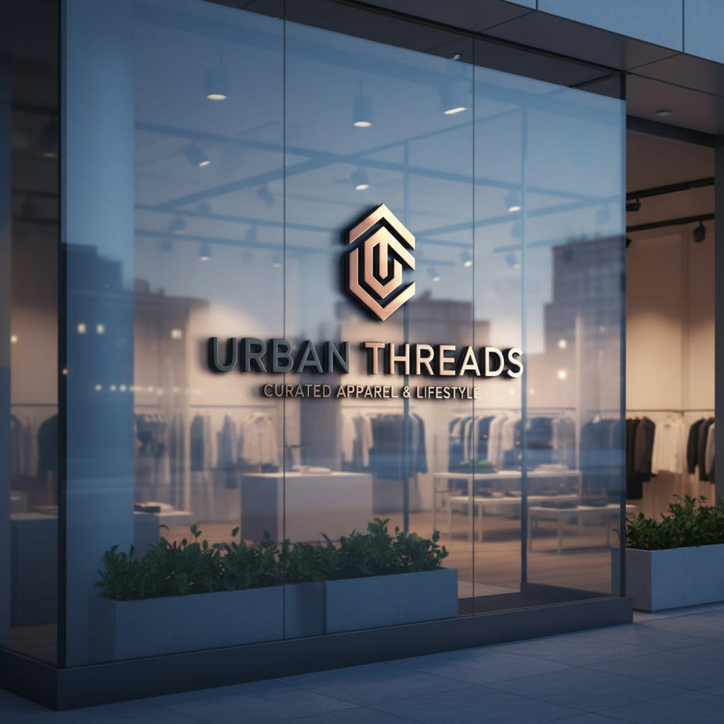 Storefront with consistent vinyl branding on large glass panes, clean modern facade