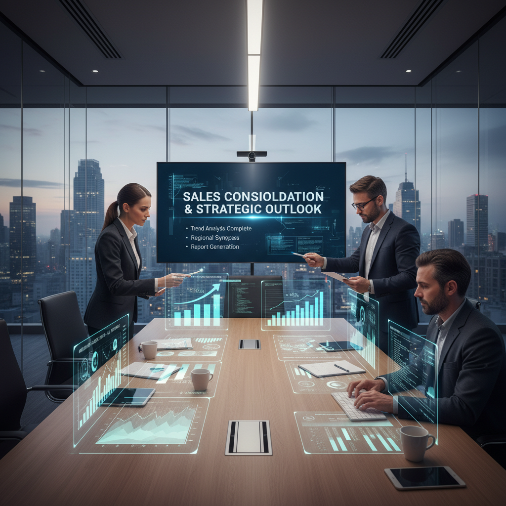 Business executives reviewing data analytics in bright contemporary boardroom, professional consulting environment