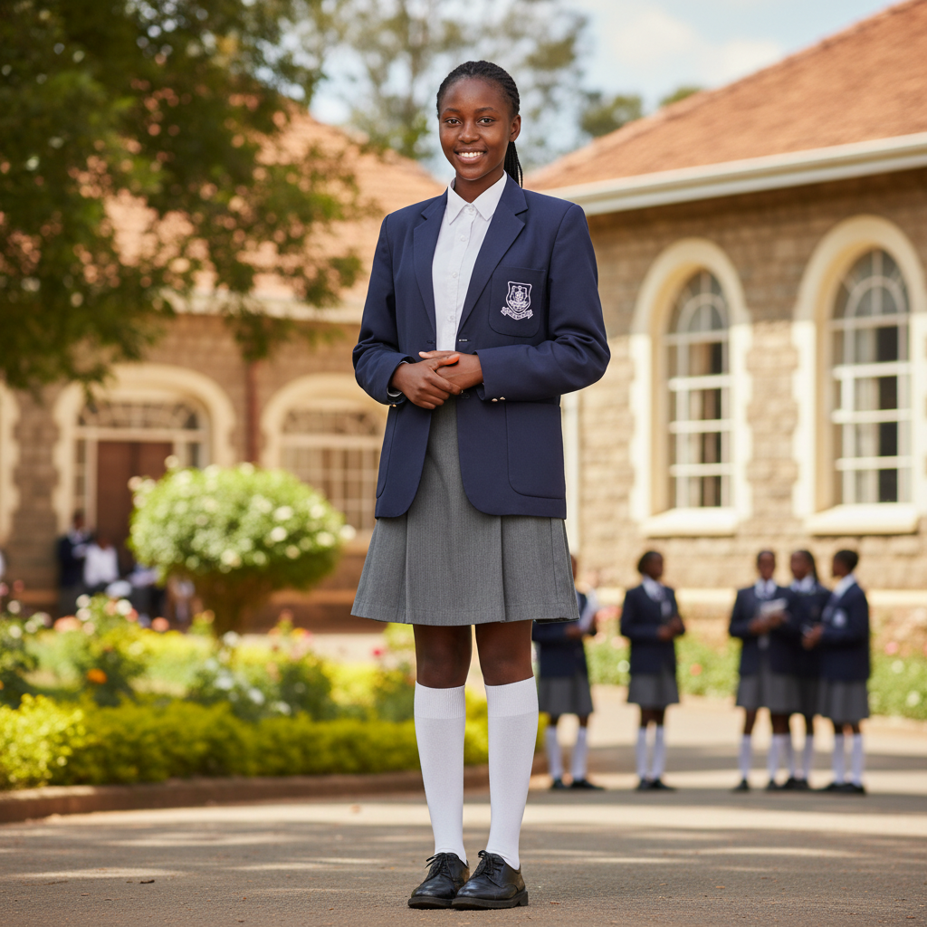 Zawadi Omondi, young Kenyan university student, warm smile, outdoor campus setting