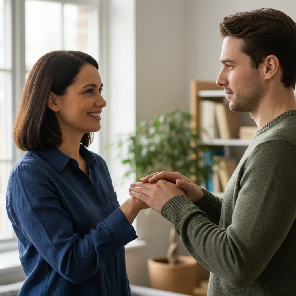 Beautiful couple smiling together in elegant attire, representing trust and love in relationships