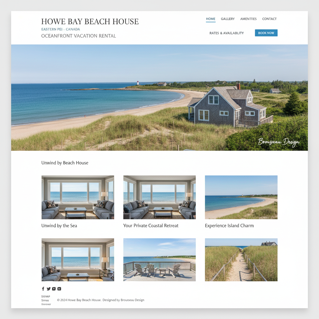 Howe Bay Beach House — oceanfront vacation rental website designed by Brousseau Design for Eastern PEI near Souris