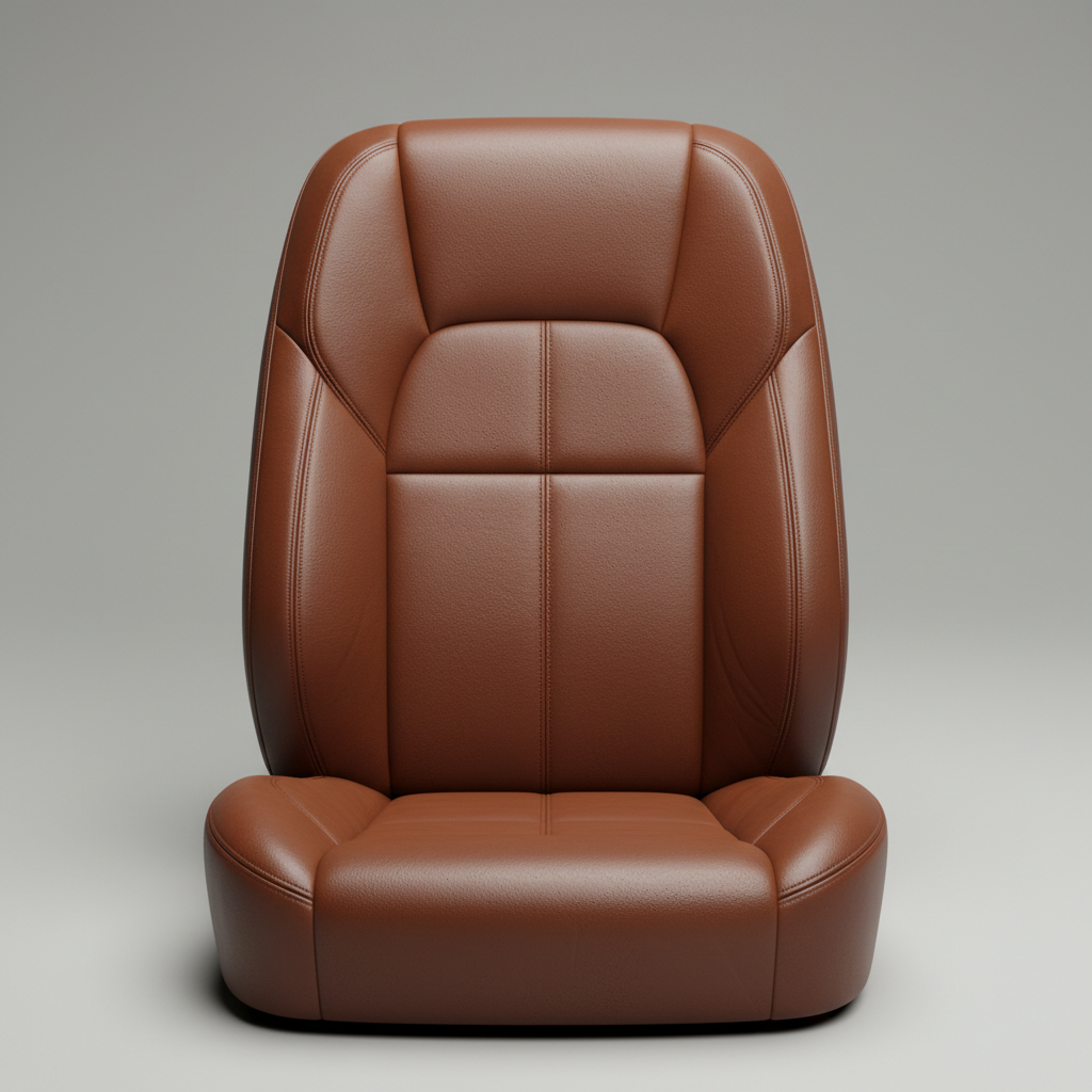 Conditioned leather car seat after professional cleaning and treatment showing restored shine