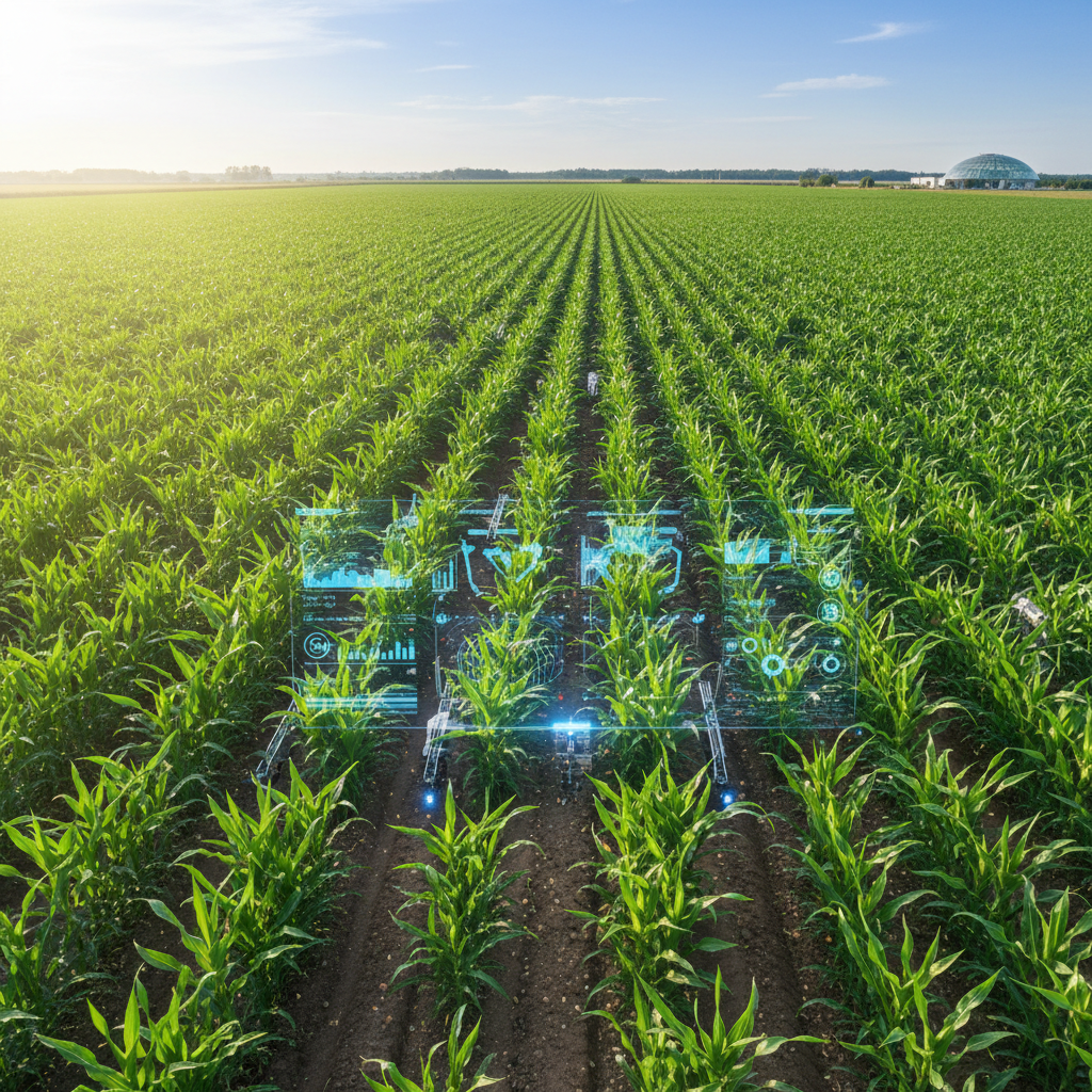 Climate-Smart Crop Management course cover — agricultural field with green crops in daylight