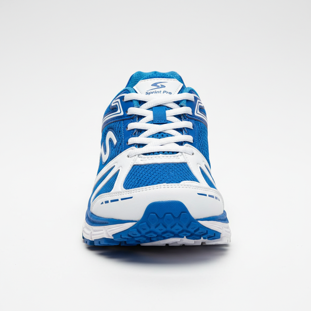 Chaussure de sport blanche Sprint Force vue de trois-quarts sur fond gris clair
