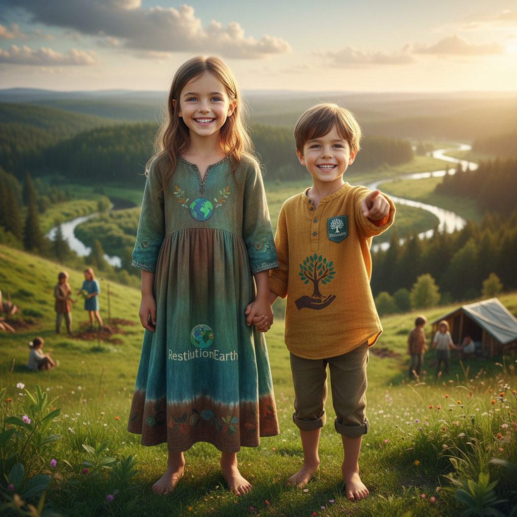 Two smiling children representing hope and the mission of RestitutionEarth