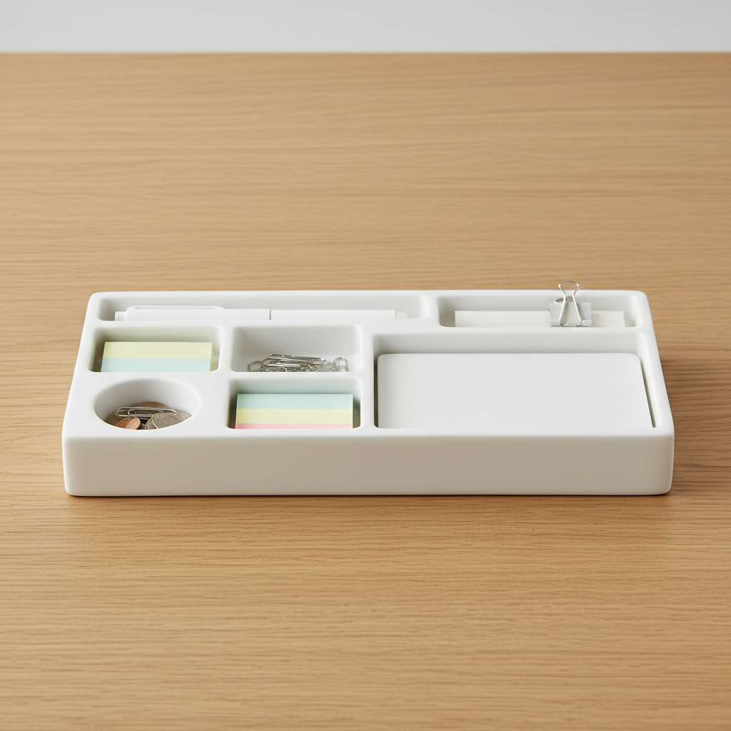 White desk organizer tray