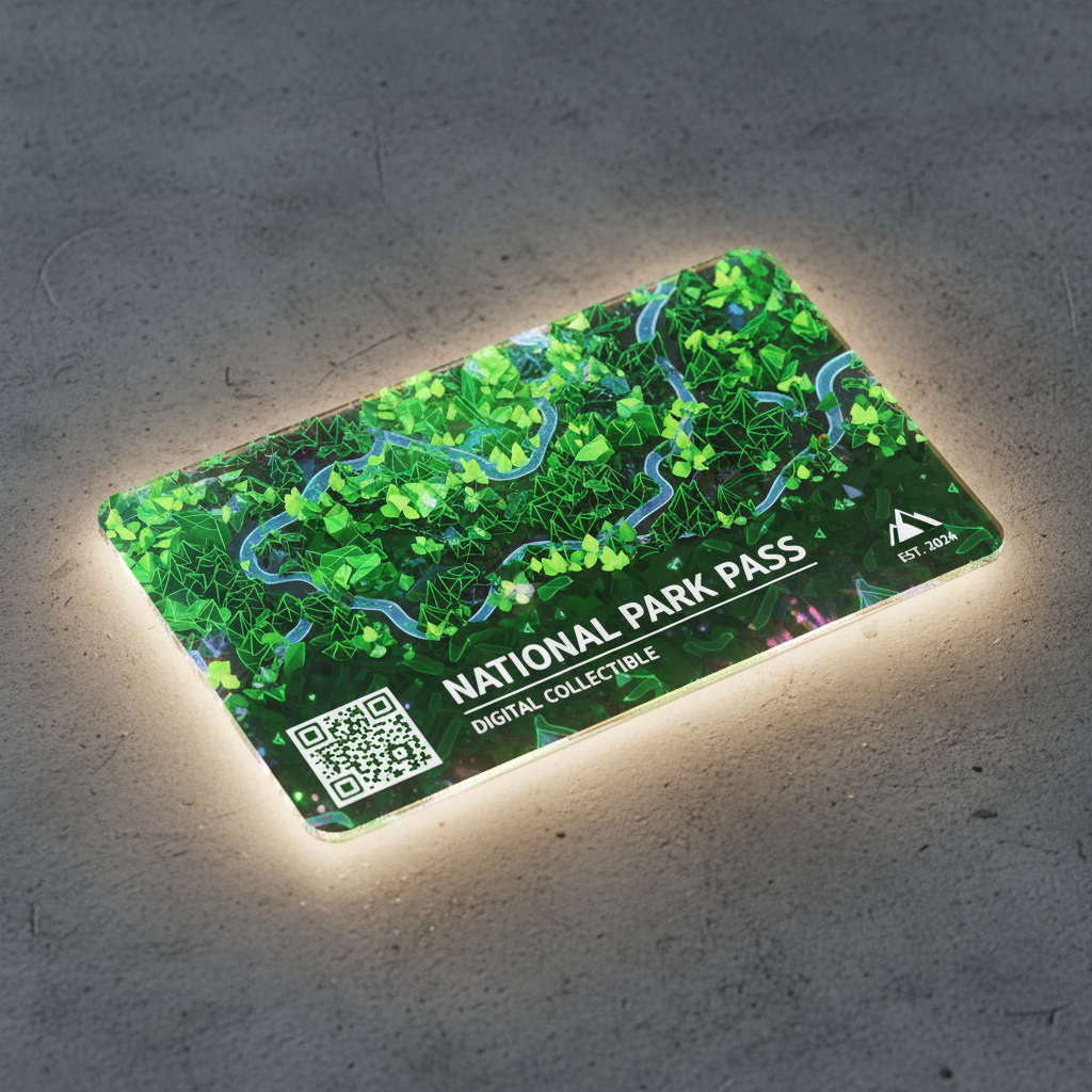 Virtual land parcel NFT with dark atmospheric digital environment and dim moody low-key lighting