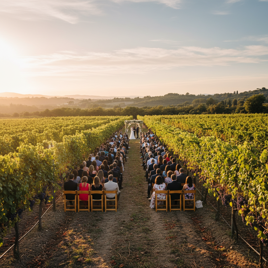 South African traditional wedding ceremony outdoors, warm golden hour light, ceremonial fabric and flowers, open sky
