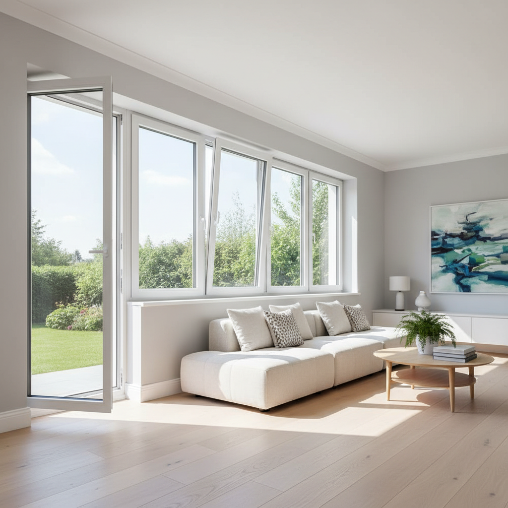 Installazione di finestre moderne in PVC in una casa italiana ristrutturata