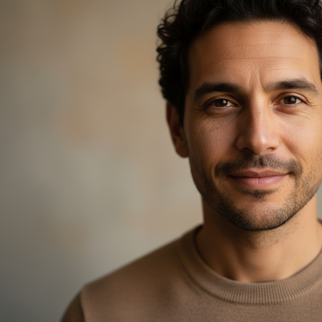 Actor headshot — man with natural expression, studio environment