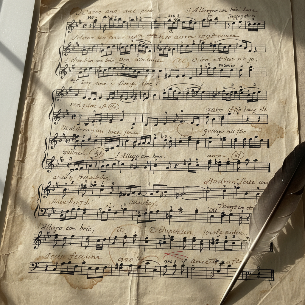 Sheet music manuscript with handwritten score annotations