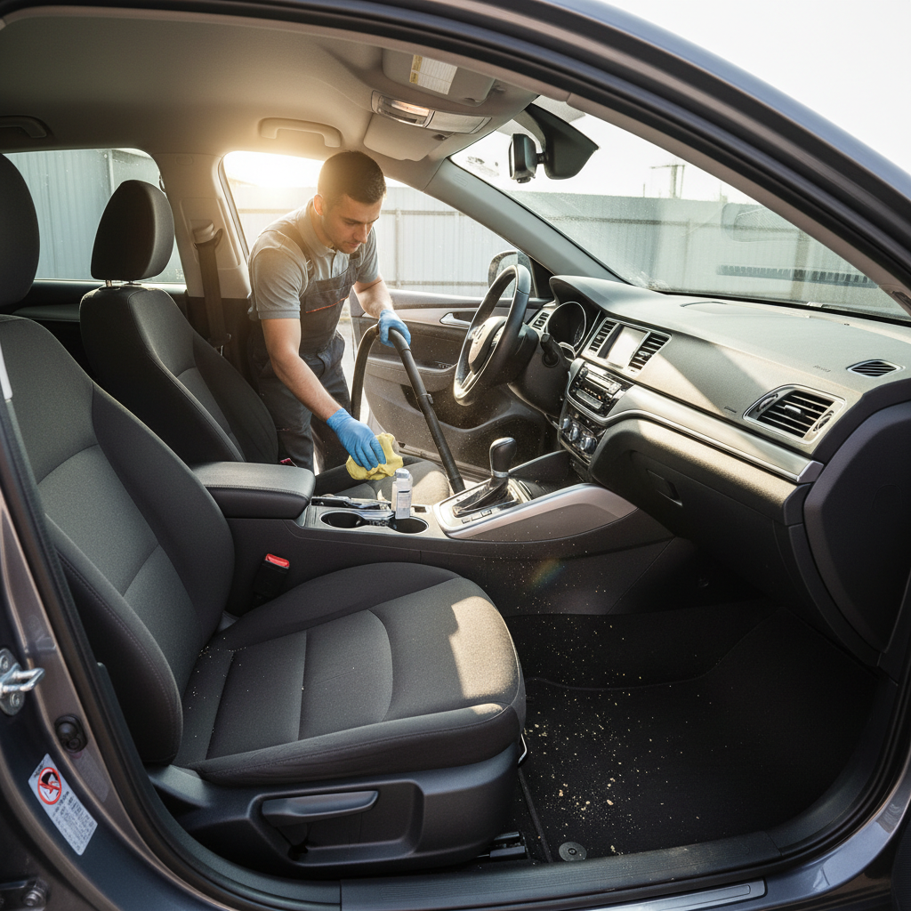 Czyszczenie wnętrza samochodu — odkurzanie i pielęgnacja deski rozdzielczej oraz konsoli