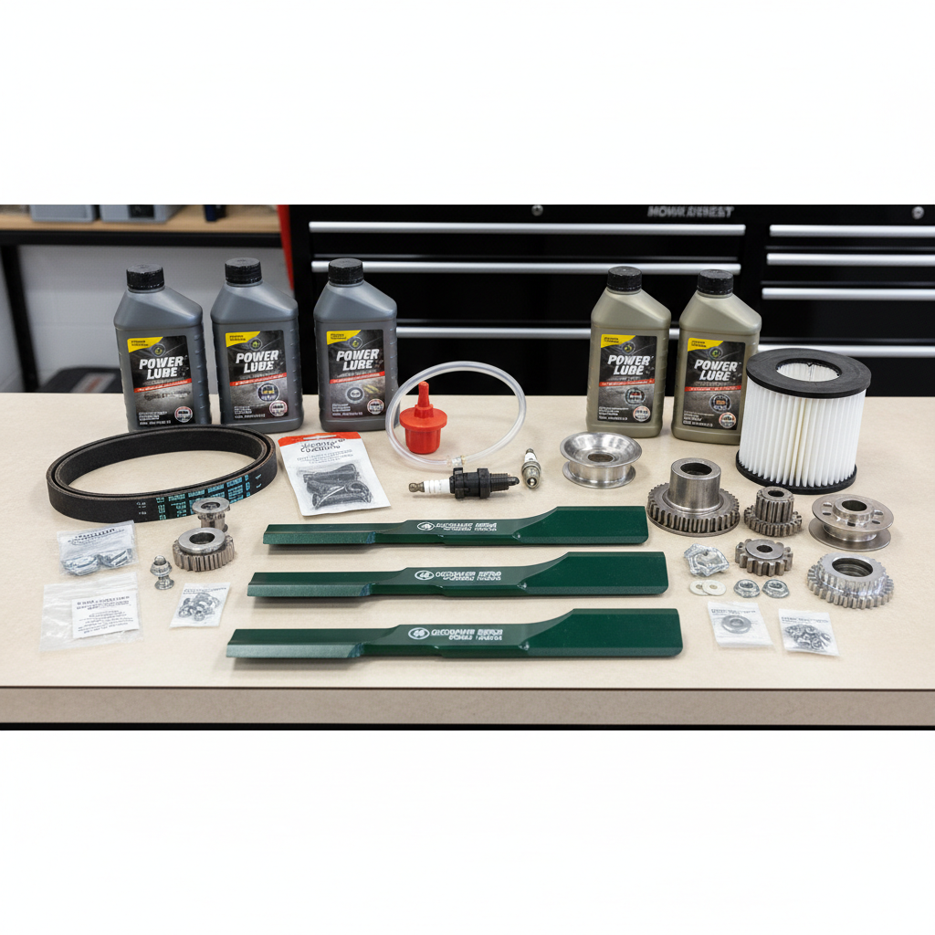 Genuine OEM mower parts and accessories displayed at Palm Beach County Mowers parts counter