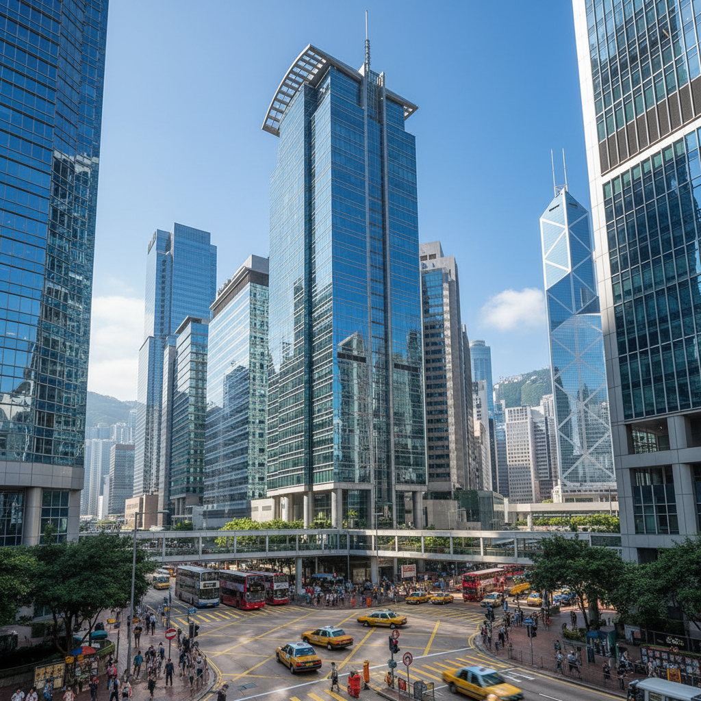 Hong Kong Tsim Sha Tsui financial district office building exterior view