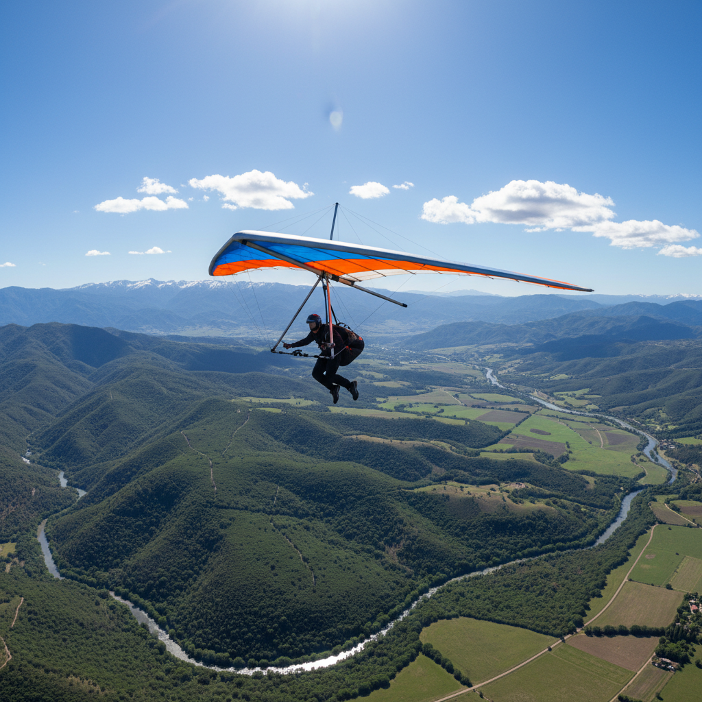 Vuelo en Ala Delta — Valle de Punilla — actividad de Paramotor y vuelo en Argentina