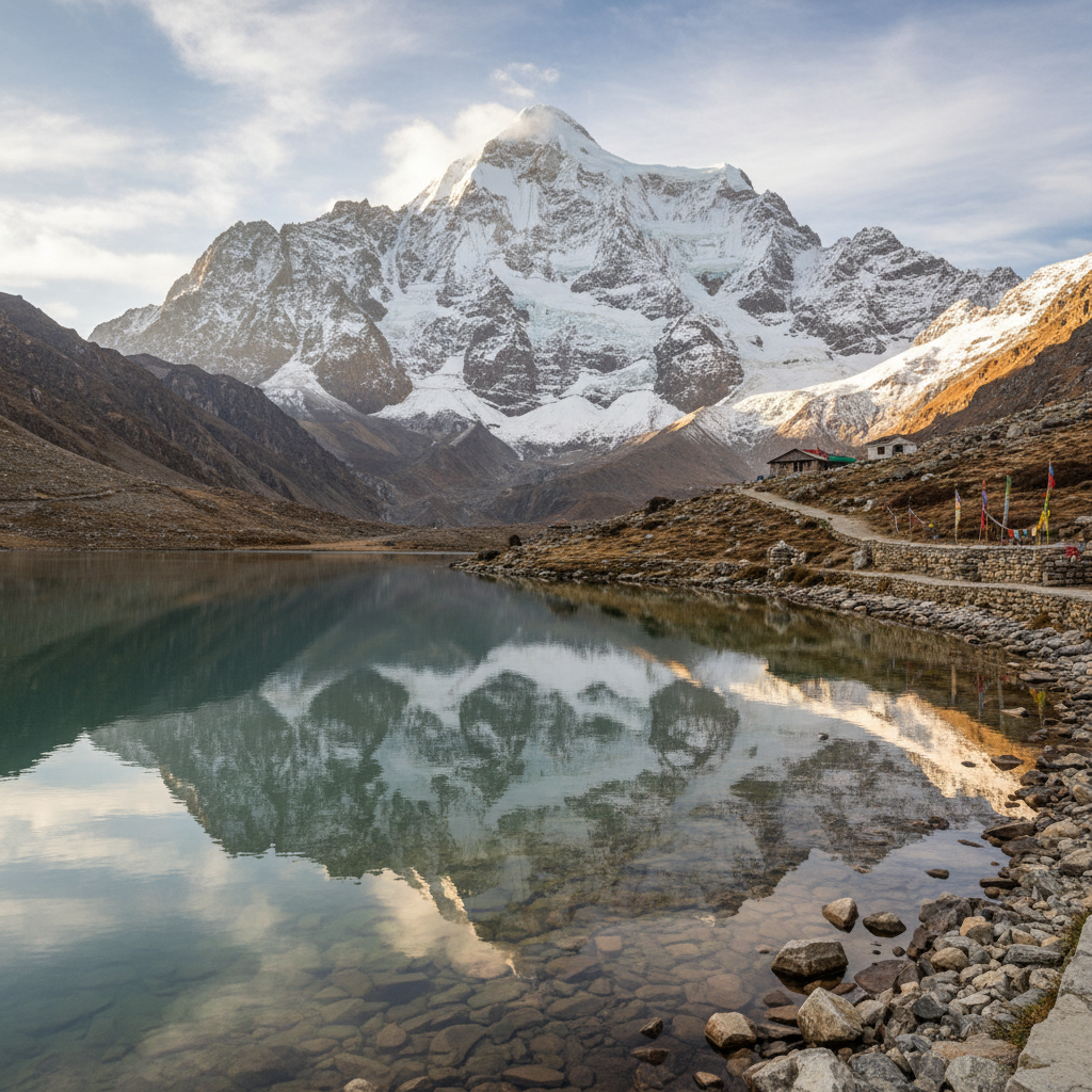 Shri Manimahesh Kailash peak and Dal Lake sacred pilgrimage site in Chamba Himachal Pradesh