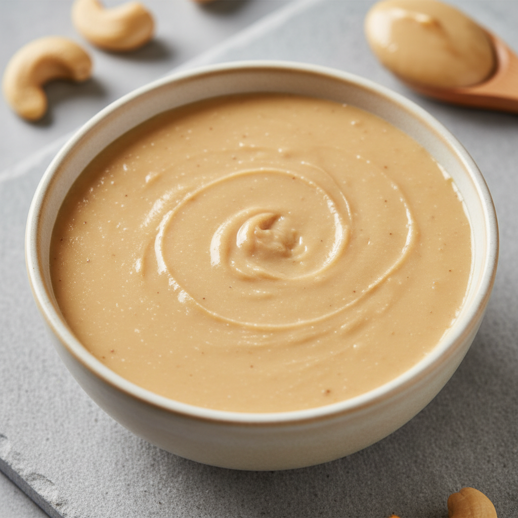 Roasted Cashew — whipped medium roast nut butter in an open jar
